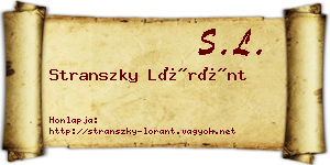 Stranszky Lóránt névjegykártya